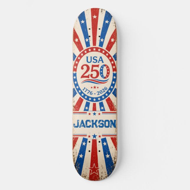 Personalized USA America 250 Skateboard  (Front)