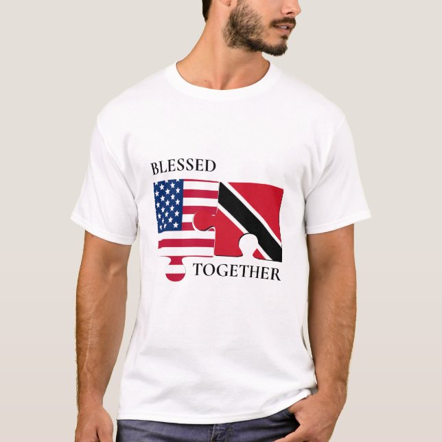 Personalized USA American Trinidad Flag T-Shirt (Front)