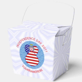 Personalized USA Flag Angel Grandma Take-Out Favor Box