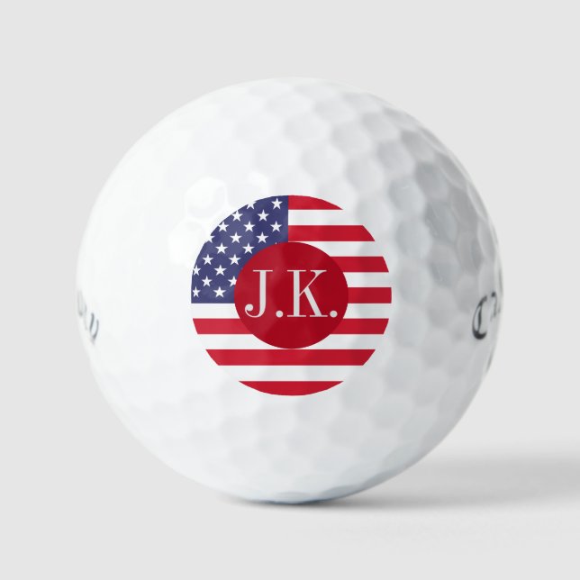 Personalized USA Flag Callaway Golf Balls (Front)