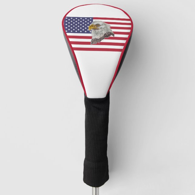 Personalized USA Flag Eagle Golf Head Driver Cover (Front)