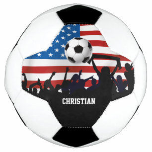 Personalized USA Flag Football and Soccer Fans Soccer Ball