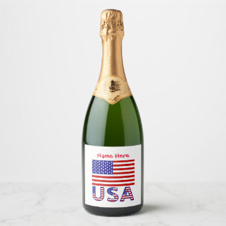 Personalized USA Flag Sparkling Wine Label