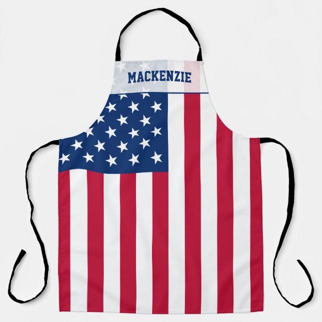 Personalized USA Flag Stars and Stripes Apron (Front)