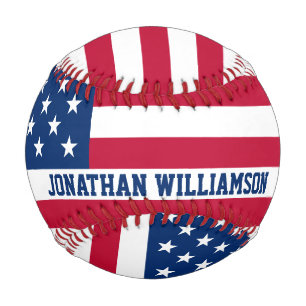 Personalized USA Flag Stars and Stripes Baseball