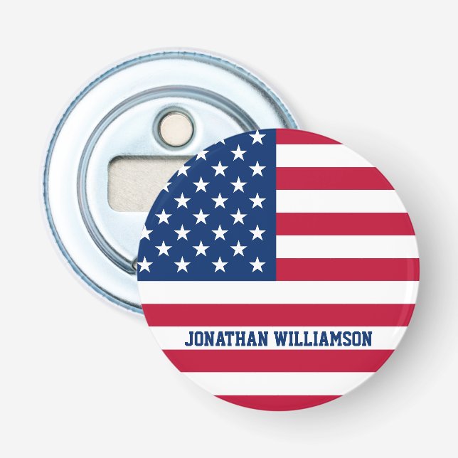 Personalized USA Flag Stars and Stripes Bottle Opener (Front)