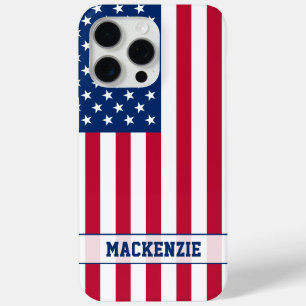 Personalized USA Flag Stars and Stripes iPhone 15 Pro Max Case