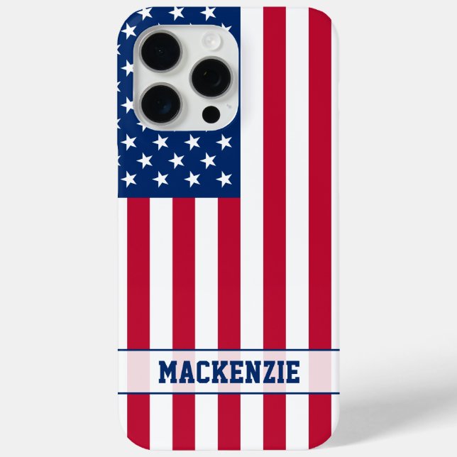 Personalized USA Flag Stars and Stripes Case-Mate iPhone Case (Back)