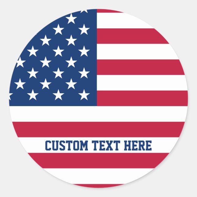 Personalized USA Flag Stars and Stripes Classic Round Sticker (Front)
