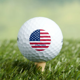 Personalized USA Flag Stars and Stripes Golf Balls