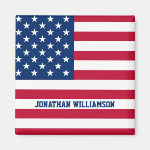Personalized USA Flag Stars and Stripes Magnet