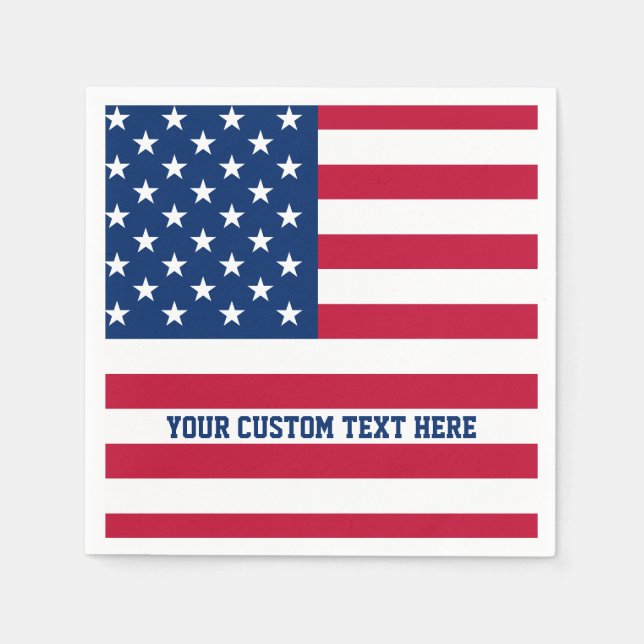 Personalized USA Flag Stars and Stripes Napkin (Front)