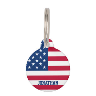Personalized USA Flag Stars and Stripes Pet Tag