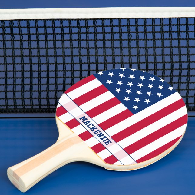 Personalized USA Flag Stars and Stripes Ping Pong Paddle (Insitu)