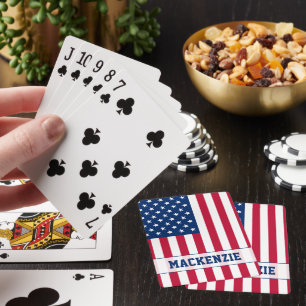 Personalized USA Flag Stars and Stripes Playing Cards