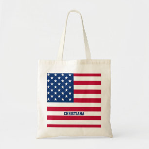 Personalized USA Flag Stars and Stripes Tote Bag