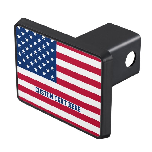 Personalized USA Flag Stars and Stripes Trailer Hitch Cover (Top Right)