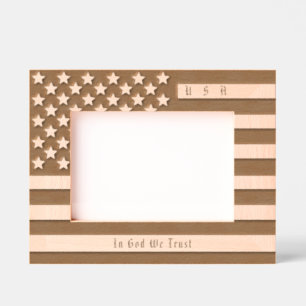 Personalized USA Motto, American Flag Etched Frames