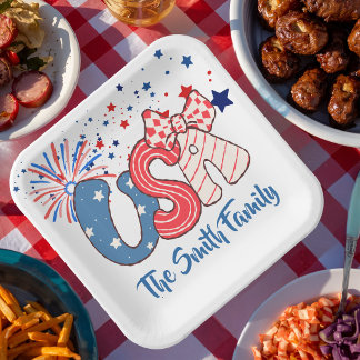 Personalized USA Paper Plate