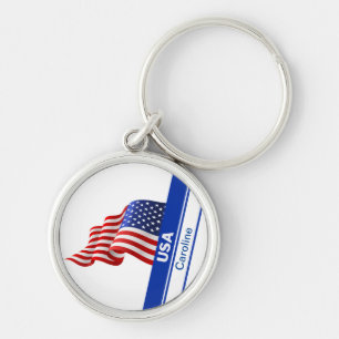 Personalized USA Patriotic Flag Keychain