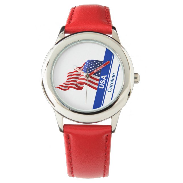 Personalized USA Patriotic Flag Watch (Front)