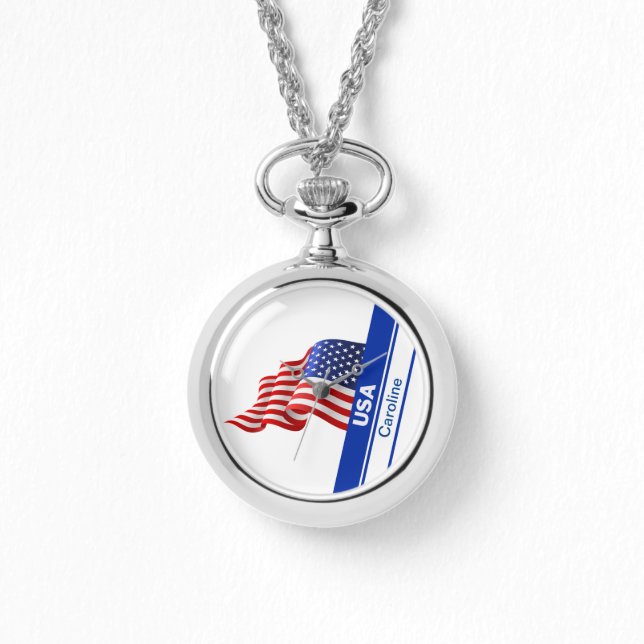 Personalized USA Patriotic Flag Watch (Front)