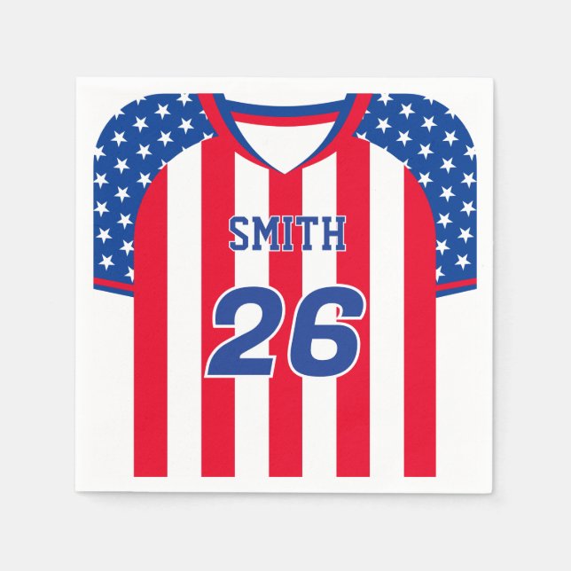 Personalized USA Soccer Jersey Napkins | Custom (Front)