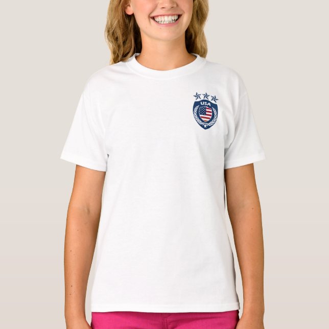 Personalized USA Sport Jersey Girls Ringer T-Shirt (Front)