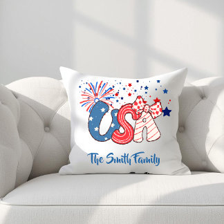 Personalized USA Throw Pillow