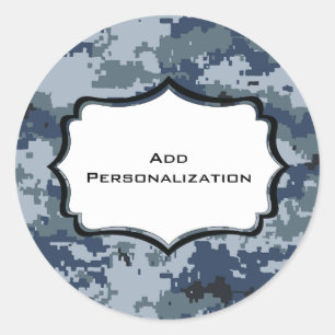 Personalized USN Navy Personal Property Classic Round Sticker