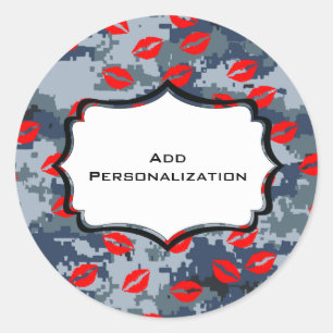 Personalized USN Navy Sealed with a Kiss Classic Round Sticker