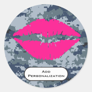 Personalized USN Navy Sealed with a Kiss Classic Round Sticker