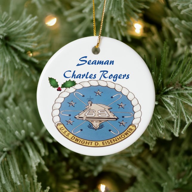 Personalized USS Dwight D Eisenhower CVN 69 Ceramic Ornament (Tree)