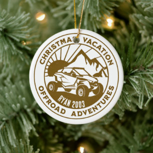 Personalized UTV off-road Christmas Holiday brown Ceramic Ornament