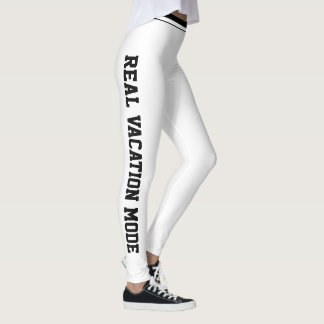 Personalized Vacation Classic Powder White  Black Leggings