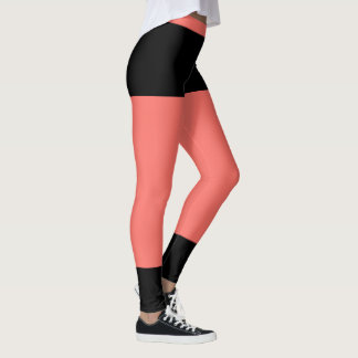 Personalized Vacation Classy Coral Black Accents Leggings