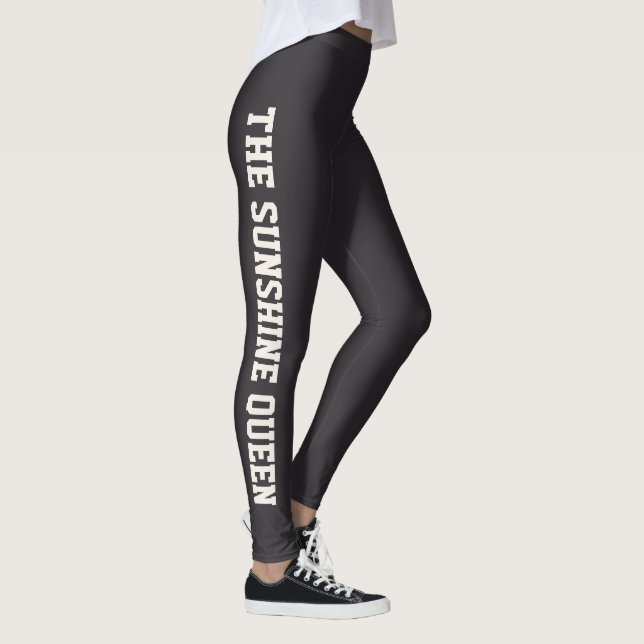 Personalized Vacation Classy Dark Grey Solid Ivory Leggings (Right)