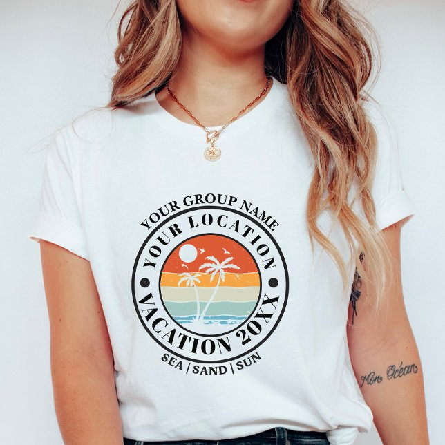 Personalized Vacation Palm Badge, Group Vacation T-Shirt (Creator Uploaded)