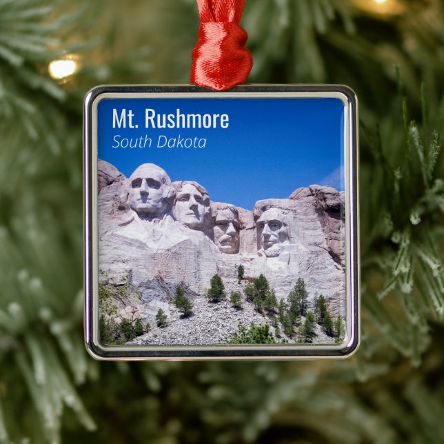 Personalized Vacation Photo Mt. Rushmore  Metal Ornament (Tree)