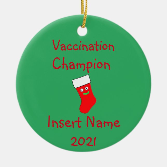 Personalized Vaccination Ceramic Ornament (Front)