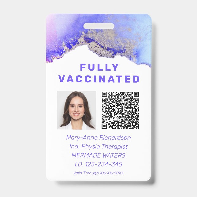 Personalized Vaccination ID Photo QR Code Badge (Front)