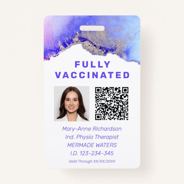 Personalized Vaccination ID Photo QR Code Badge (Front)