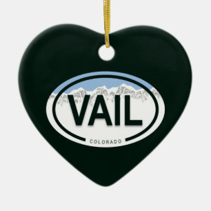 Personalized Vail Colorado Rocky Mountain Holiday Ceramic Ornament