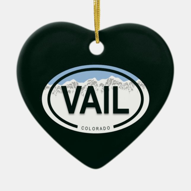 Personalized Vail Colorado Rocky Mountain Holiday Ceramic Ornament (Front)