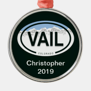 Personalized Vail Colorado Rocky Mountain Holiday Metal Ornament