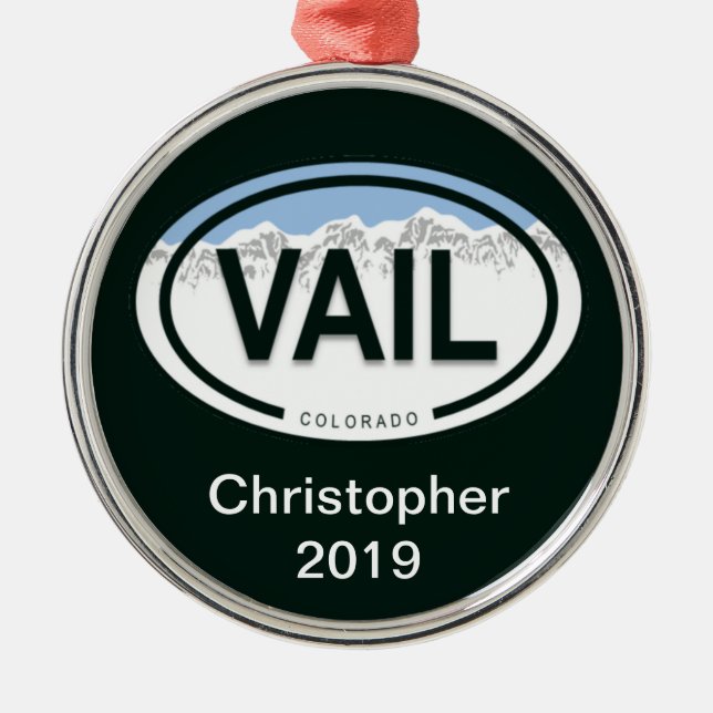 Personalized Vail Colorado Rocky Mountain Holiday Metal Ornament (Front)