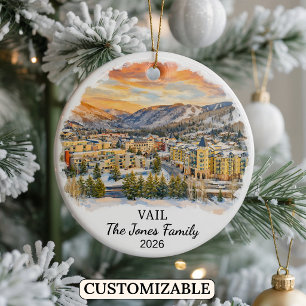 Personalized Vail Ornament, Custom Colorado State Ceramic Ornament