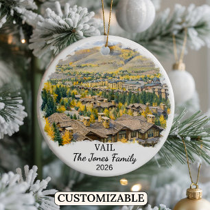 Personalized Vail Ornament, Custom Colorado State Ceramic Ornament