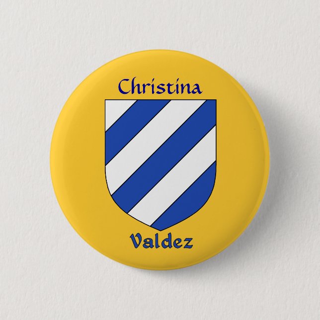 Personalized Valdez Historical Shield 2 Inch Round Button (Front)