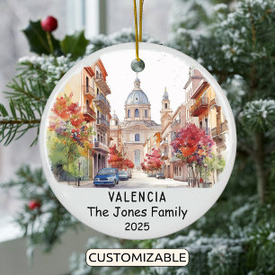 Personalized Valencia Ornament, Spain Ceramic Ornament